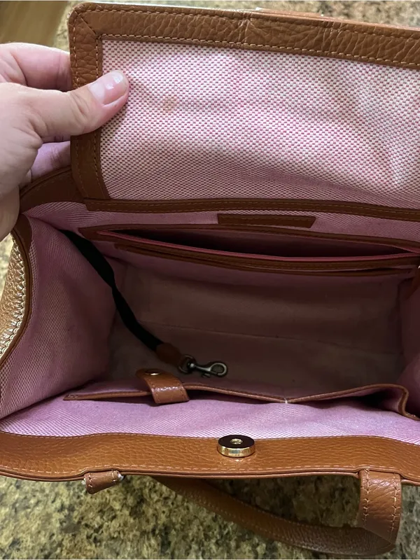 Dooney & Bourke Tan Pebble Leather Tote with Front Flap Pocket - Image 7