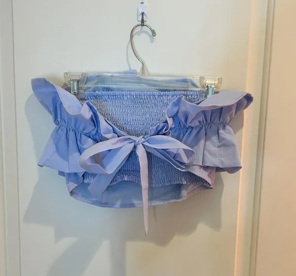 DO+BE Baby Blue Ruffle Top - Image 2