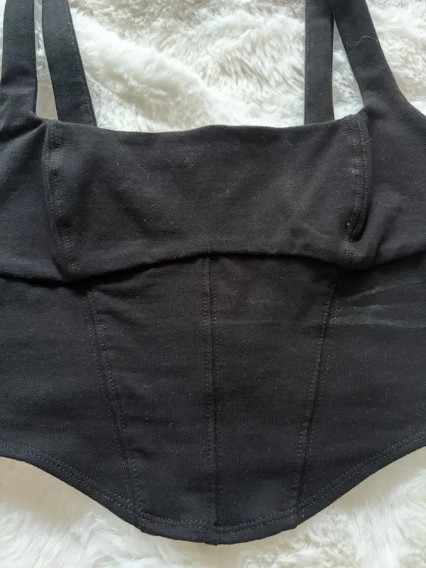 Garage Black Cropped Corset Top - Image 3