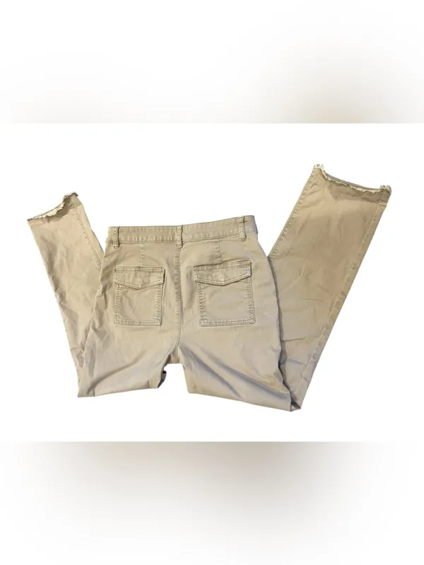 LOFT Beige Ankle Cropped Button-Front Pants - Image 5