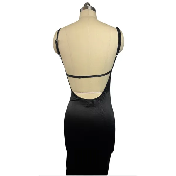 New! Ser.o.ya Birdie Midi Bodycon Dress Black Stretch Satin Sz Small‎ $295 - Image 12