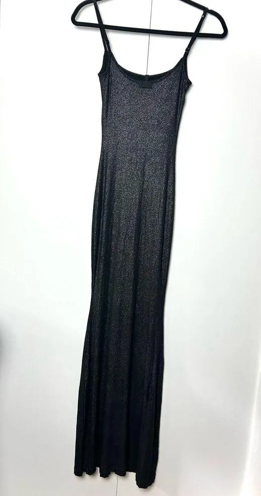 Skims Soft Lounge Slip Maxi Dress in Onyx Foil Glitter NWT - Image 7