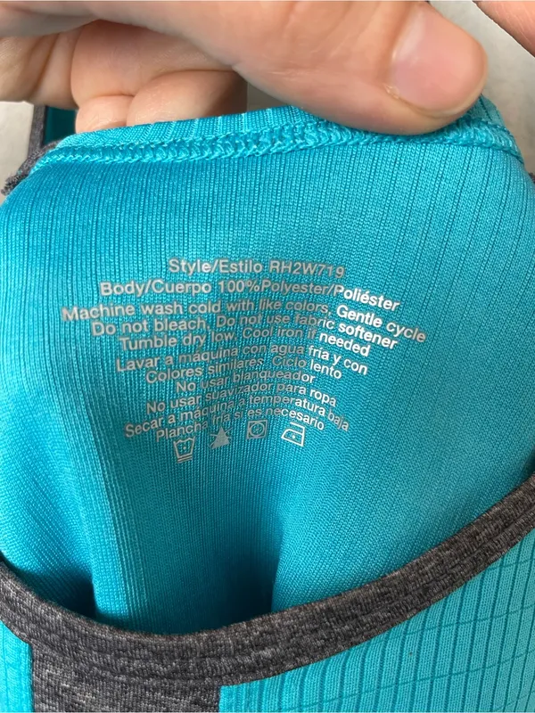 Avia Teal Tank with Gray Center Stripe and Strappy Back Size XL - Image 5
