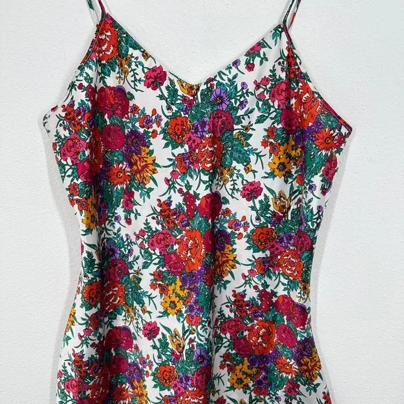 Vibrant Retro Floral Print Mini Slip Dress Chemise Nightie‎ Spaghetti Straps - Image 8