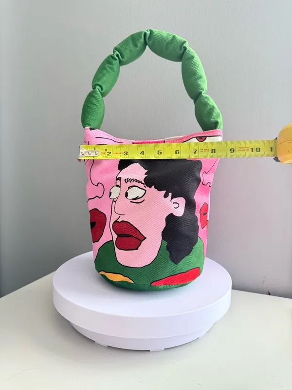 Pop Art Canvas Bucket Bag Pink - Image 3