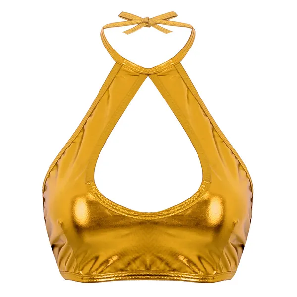 Super Sexy Metallic Gold Halter Style Top / Bra NWOT - Image 9