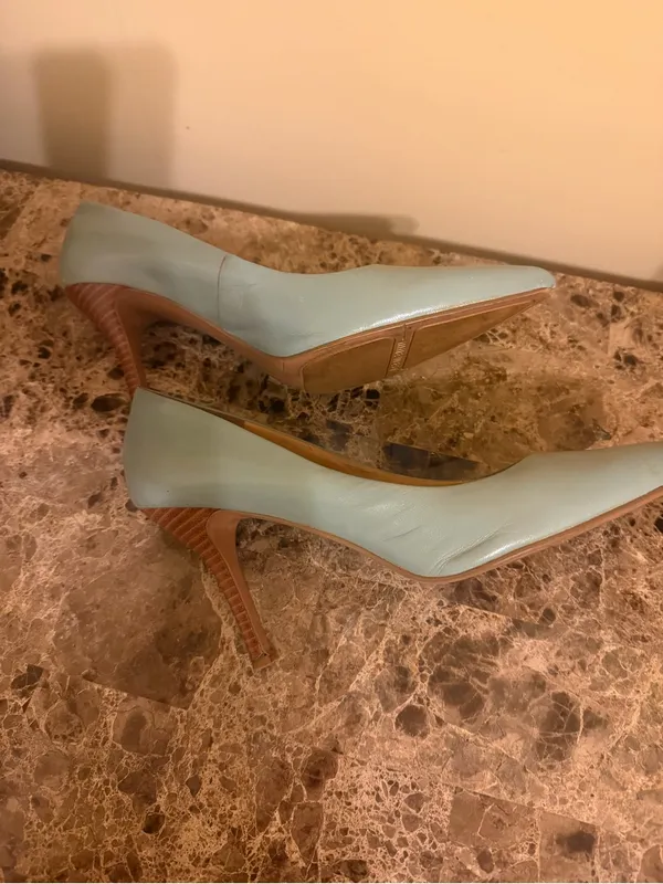 Nine West light blue Pointed Toe Leather Pumps - Image 7