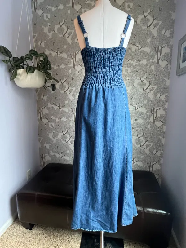 Denim corset maxi dress Blue Size L - Image 2