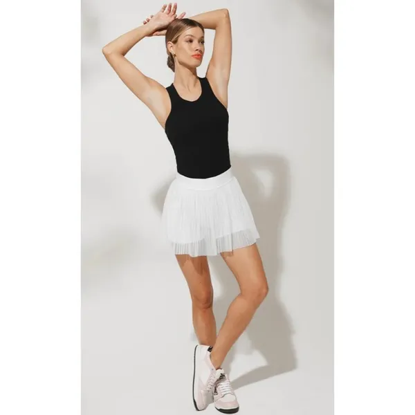 Alo Mesh Flirty Tennis Skirt White Sheer Transparent See-Through Pleated Skort - Image 7