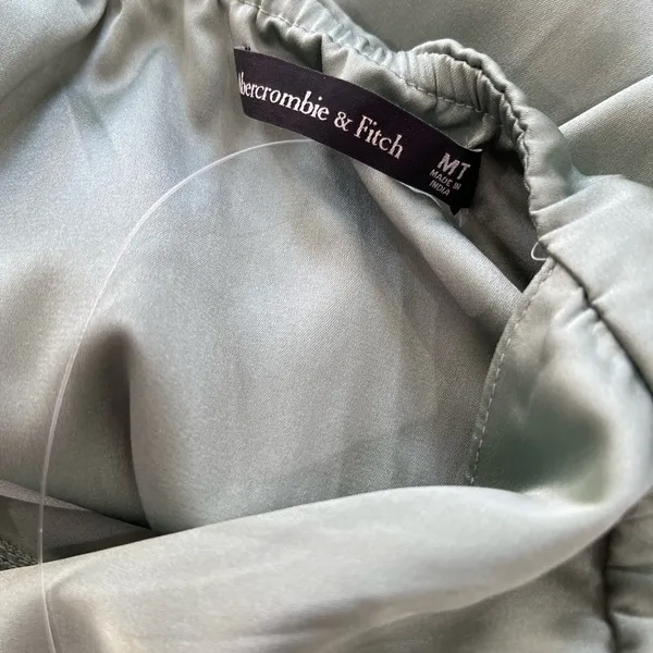 Abercrombie & Fitch Sage Green Satin Slip Dress Size M Tall - Image 5