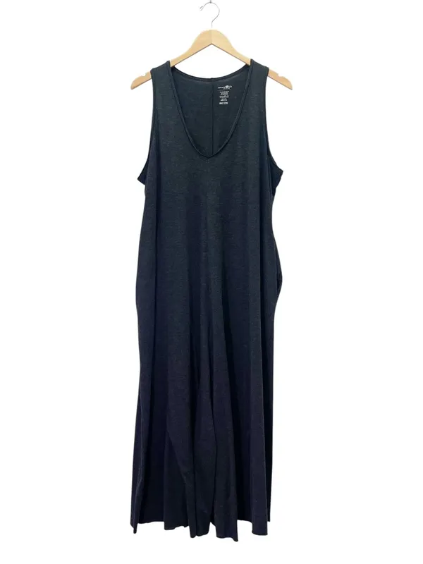 Natural Life One Size Charcoal Gray Wide Leg Lounge Jumpsuit Sleeveless Pockets - Image 3
