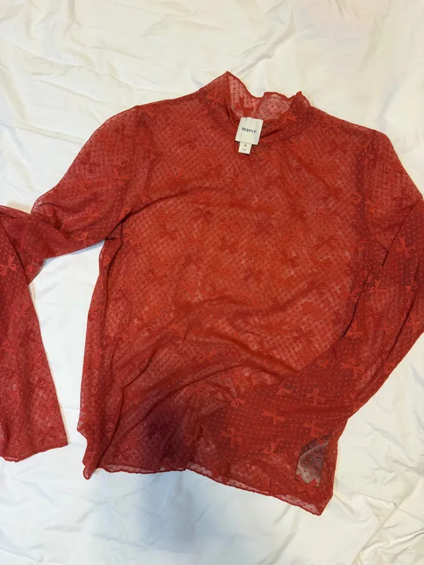 Maeve Lace sheer Long sleeve Top - Image 3