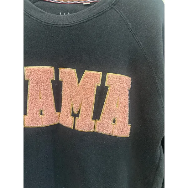 Texas True Threads Mama Sweatshirt Black Pink Chenille Patch Thumbhole Small - Image 3