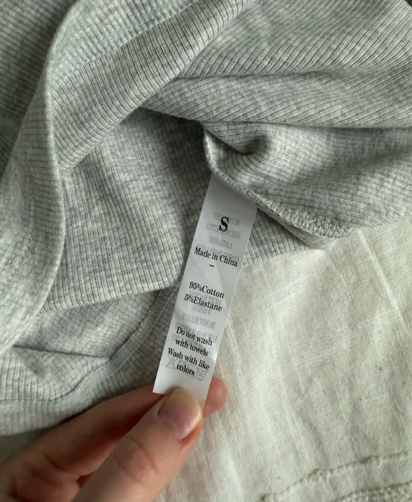 SUUKSESS Amazon padded cotton rib high neck light grey tank - Image 2
