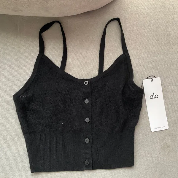 Alo Yoga Sheer Cashmere Tank Black XS - Image 2