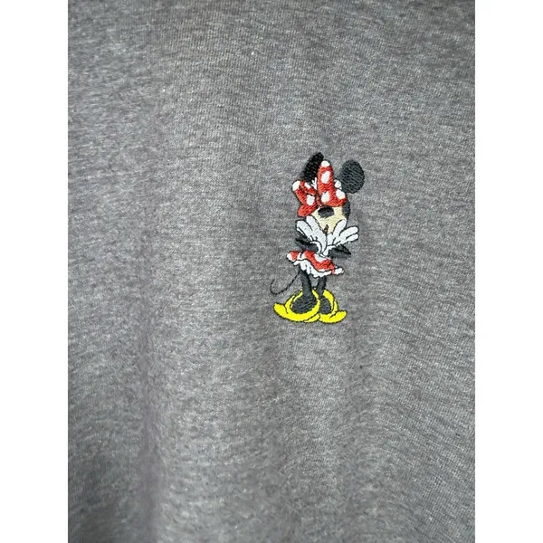 Disney Embroidered Women's Mickey Mouse Crop Top Gray Long Sleeve Shirt Size L - Image 5