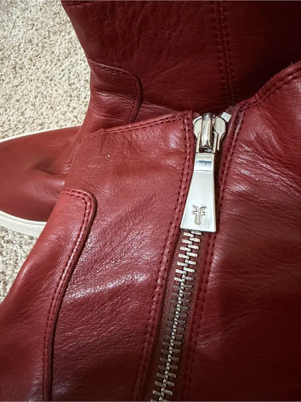 FRYE Gia Lug Zip Leather Bootie Sneaker Red Clay 9.5 - Image 8