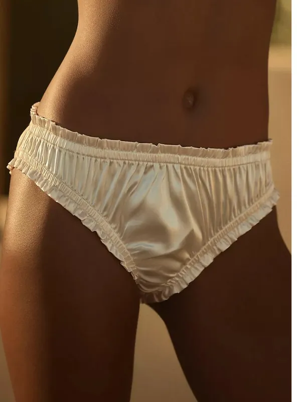 Anthropologie Ruffle Satin Brief (NEW - Red/Rouge) - Image 2