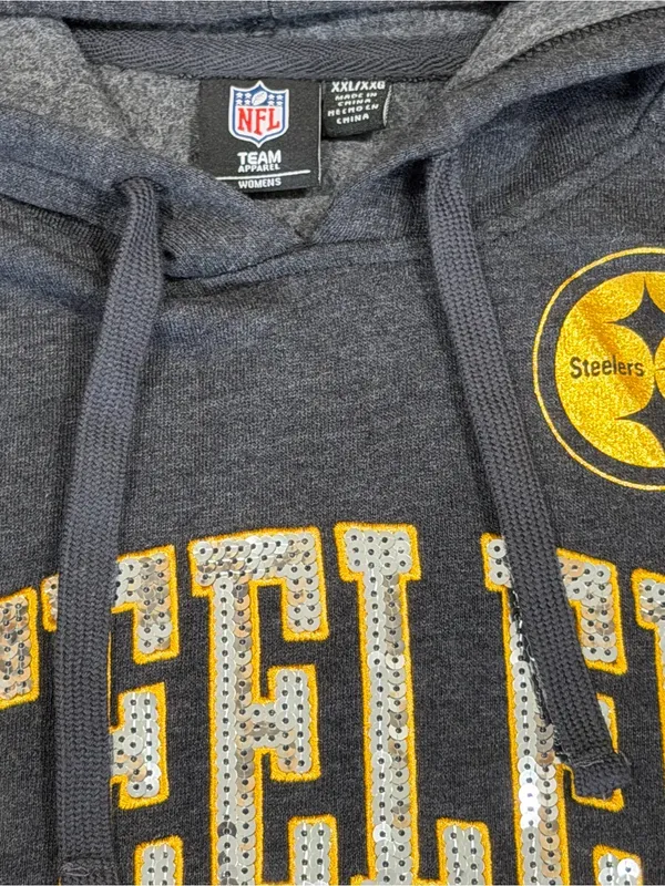 NFL Team Apparel Pittsburgh Steelers Hoodie Women’s XXL Charcoal Gray Logo NEW - Image 9