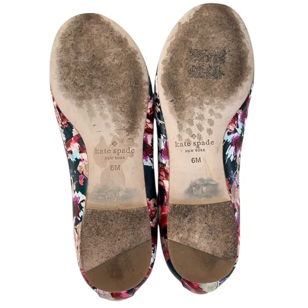 EUC Kate Spade Willa Leather Flats Floral Size 6 - Image 8