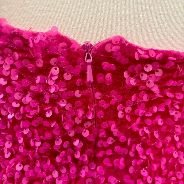 Hot Pink Sequin One Shoulder Mini Dress Barbiecore Y2K Party Hoco, Size S - Image 7