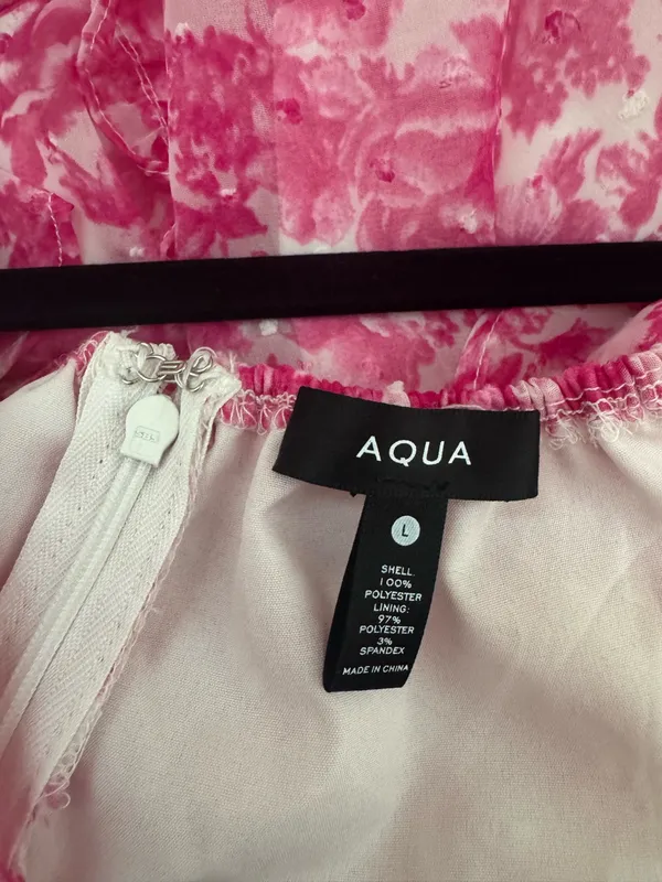 AQUA Pink Floral Ruffle Trim Mini Dress - Image 9