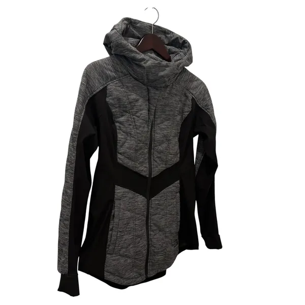 The North Face Womens Medium Gray Quilted Hybrid Softshell Fleece Hooded Jacket - Image 4