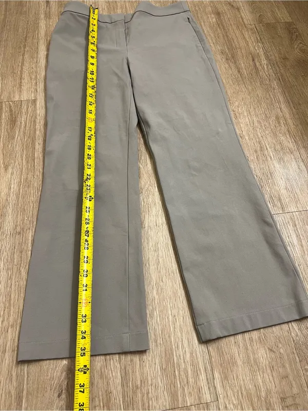 Theory Taupe Cropped Straight-Leg Pants - Image 7