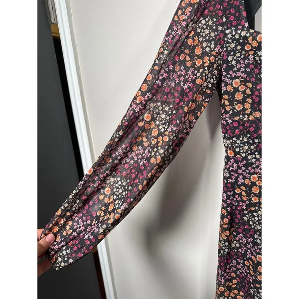 ASOS The Frolic Square Neck Midi Tea Dress With Mesh Sleeves Ditsy Floral Size 6 - Image 5