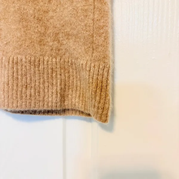 Chicos 100% Cashmere Short Sleeve Mock Neck Sweater Camel Tan Size 1 M 570373542 - Image 6