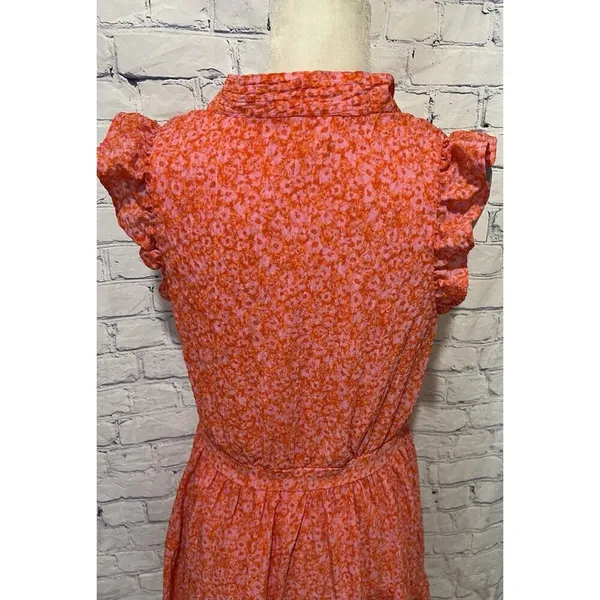 Rachel Zoe Printed Flutter-pink flowers dress Sleeve A-Line Dress Size 10 - Image 6