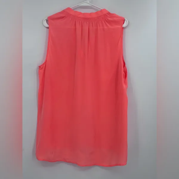 Lily Pulitzer Coral Sleeveless Bow Tie Blouse 100% silk - Image 5