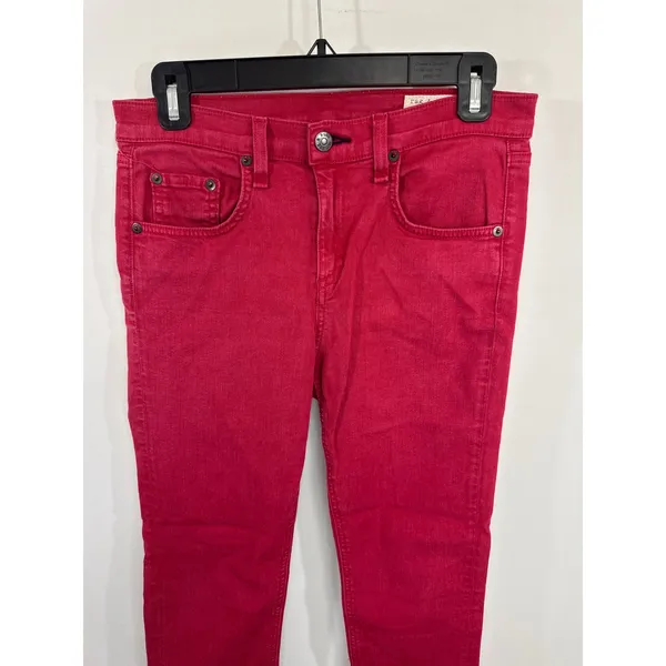 Rag & Bone High Rise Skinny Jeans Red‎ Size 28 Cropped Tencel Blend - Image 4