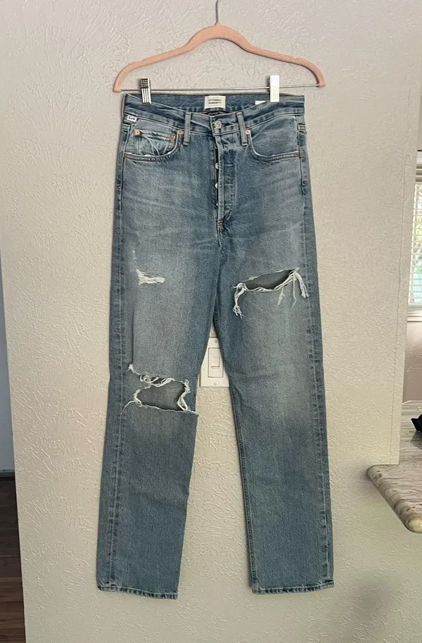 Citizens of humanity Eva light wash straight leg mid rise distressed jeans 25 - Image 3