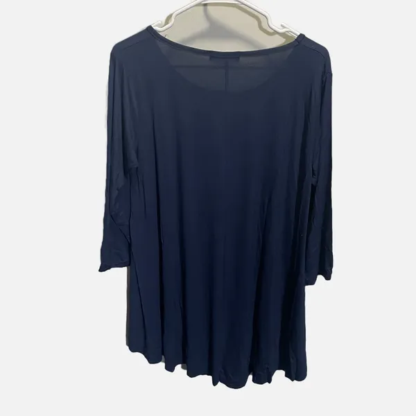 Belaroi Navy Blue Tunic Top Womens‎ Large 3/4 Sleeve Scoop Neck Flowy Solid Tee - Image 4