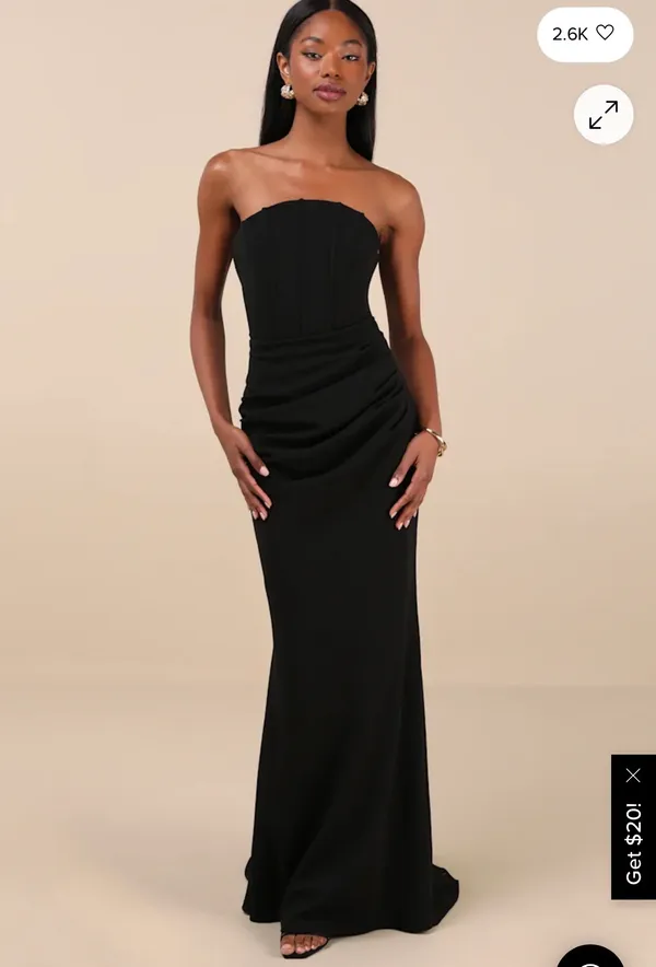 Lulus Wedding guest Black Strapless Corset Maxi Dress - Image 2