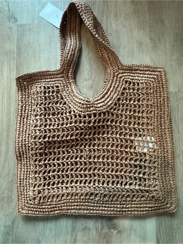 H&M Dark Beige Straw Tote - Image 5
