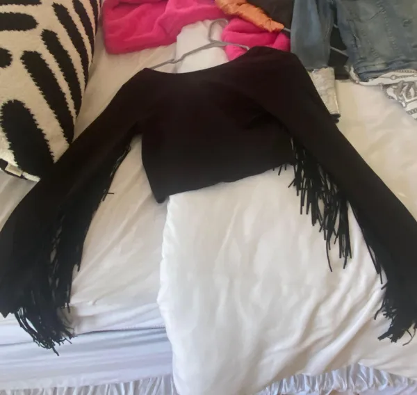Zara Black Fringe Top - Image 2