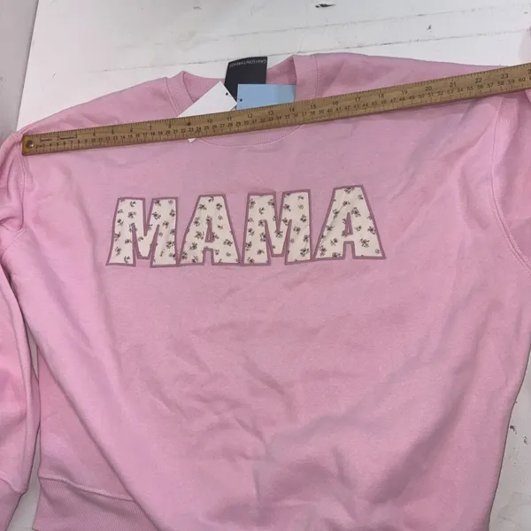 Grayson Threads Mama Pink Crewneck Oversized Sweatshirt Floral Patchwork Applique Size Small NWT - Image 11