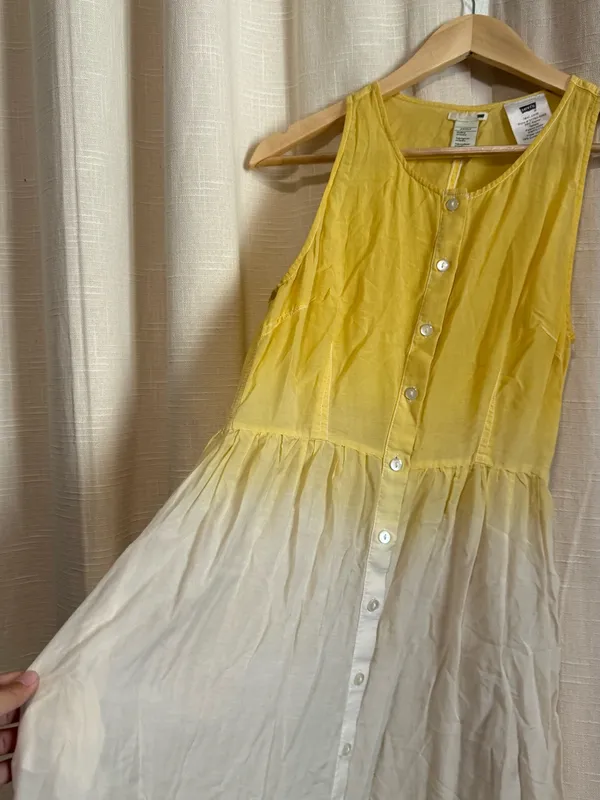 Levi's cotton silk Yellow to White Ombre Button-Front Girls Dress - Image 2