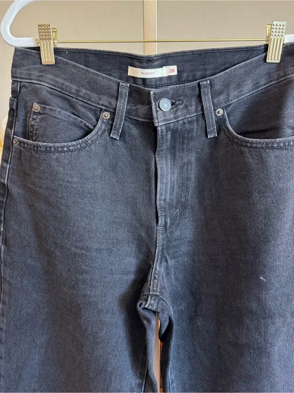 Levi’s 94 Baggy Jeans Black Wash Size 28 High Rise Wide Leg - Image 3