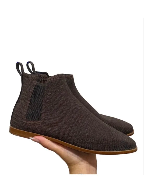 Rothy's Merino Ankle Boot Comfort Pull On Chelsea Brown Cocoa Boots- Size 10 - Image 2