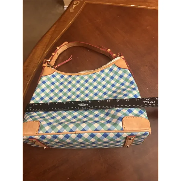 DOONEY & BOURKE Zip Satchel Green Plaid Medium Purse HandBag - Image 13