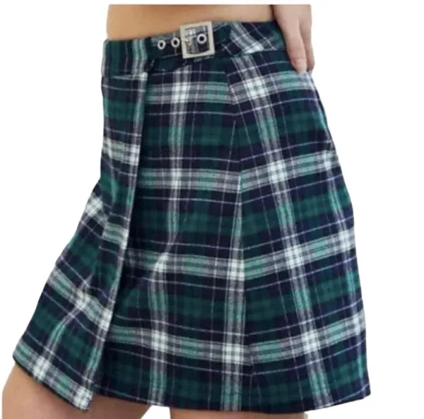 Brandy Melville Plaid Wrap Skirt Kilt Green Blue Preppy School Girl XS S - Image 2