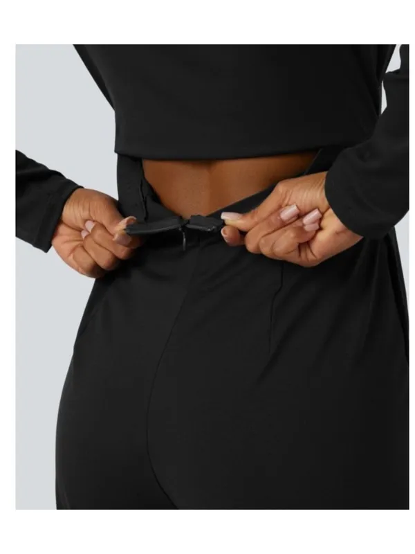 Halara XS Easy-Peezy  Jumpsuit Black Long-Sleeve - Image 3
