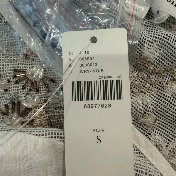 NWT Anthropologie Ivory‎ Beaded Embroidered Reversible Cotton Tank Top Babydoll - Image 9