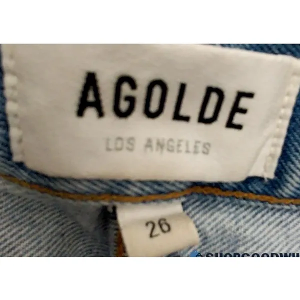 AGOLDE 90s Pinch Waist High Rise Jeans Womens 26 Light Blue Rigid Denim Straight - Image 3