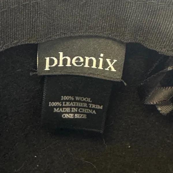 Phenix 100% Wool‎ Wide Brim Fedora Hat Leather Trim One Size Black Classic - Image 5