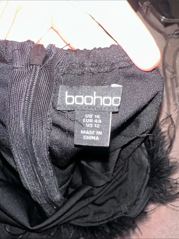 BooHoo Black Feather Strappy Wide Leg Jumpsuit - Image 8