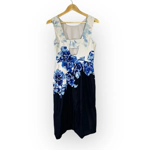 Maeve x Anthropologie Vanda Sheath Dress Women's 8 Blue Floral Sleeveless - Image 4
